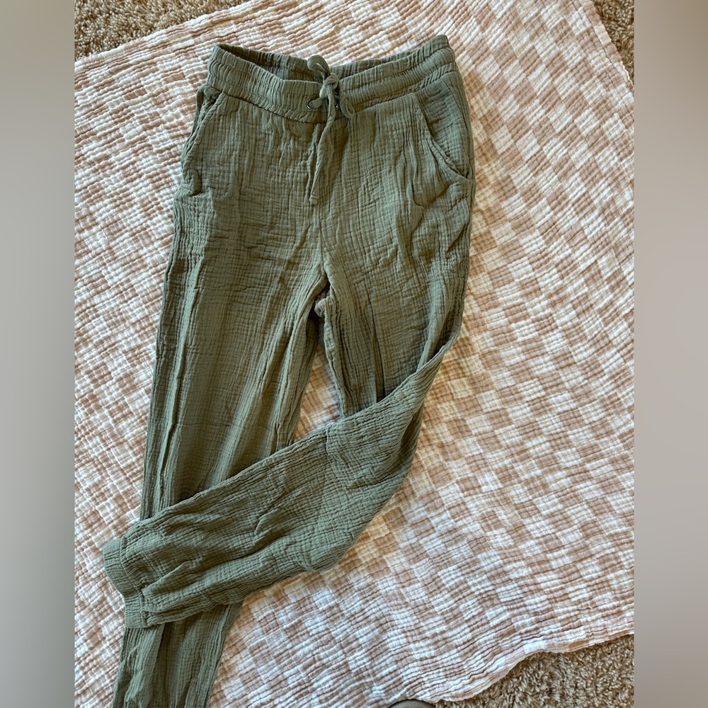 Olive Gauze Jogger Pants